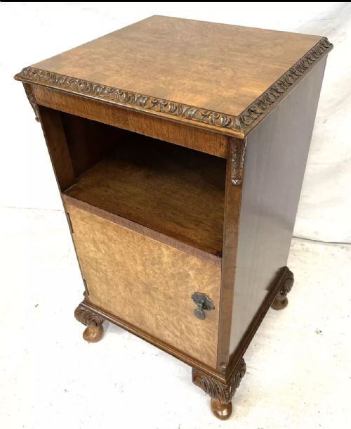 PAIR ANTIQUE BURR WALNUT BEDSIDE CABINETS BEDSIDES NIGHTSTANDS QUEEN ANNE STYLE - ADDITIONAL PHOTO 10
