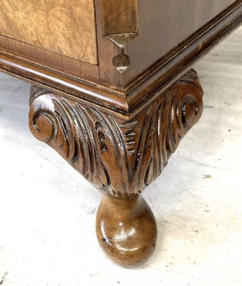 PAIR ANTIQUE BURR WALNUT BEDSIDE CABINETS BEDSIDES NIGHTSTANDS QUEEN ANNE STYLE - ADDITIONAL PHOTO 14