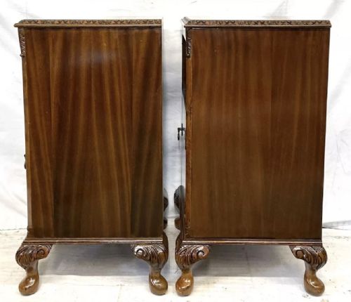 PAIR ANTIQUE BURR WALNUT BEDSIDE CABINETS BEDSIDES NIGHTSTANDS QUEEN ANNE STYLE - ADDITIONAL PHOTO 16