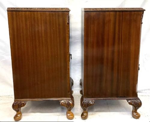 PAIR ANTIQUE BURR WALNUT BEDSIDE CABINETS BEDSIDES NIGHTSTANDS QUEEN ANNE STYLE - ADDITIONAL PHOTO 17