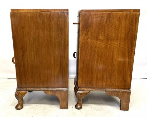 PAIR ANTIQUE ART DECO BURR WALNUT BEDSIDE CABINETS NIGHTSTANDS LAMP STANDS - ADDITIONAL PHOTO 9