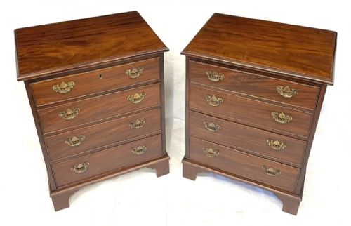 Pair Antique Mahogany Bedside Cabinets Chest of Drawers Cupboards