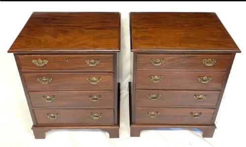 fig 1. PAIR Antique Mahogany Bedside Cabinets Chest of Drawers Cupboards