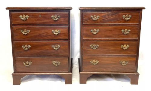 fig 2. PAIR Antique Mahogany Bedside Cabinets Chest of Drawers Cupboards