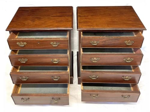 fig 5. PAIR Antique Mahogany Bedside Cabinets Chest of Drawers Cupboards