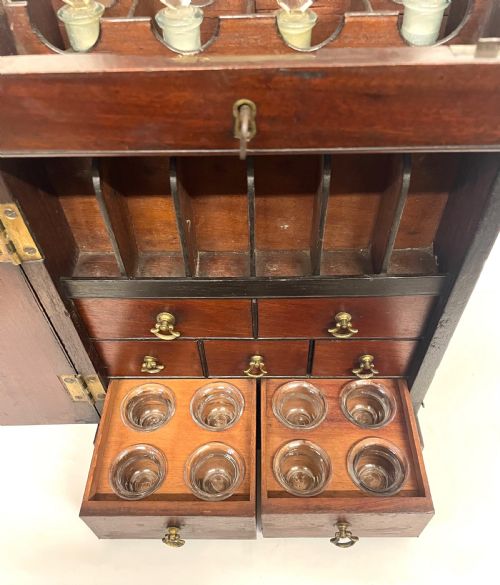 ANTIQUE GEORGIAN INLAID MAHOGANY APOTHECARY BOX CHEST CABINET WITH BOTTLES ETC - ADDITIONAL PHOTO 8