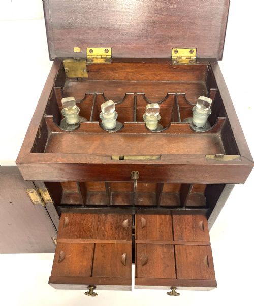 ANTIQUE GEORGIAN INLAID MAHOGANY APOTHECARY BOX CHEST CABINET WITH BOTTLES ETC - ADDITIONAL PHOTO 10