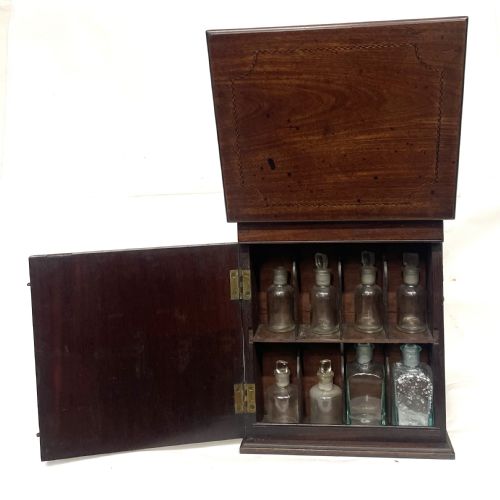 ANTIQUE GEORGIAN INLAID MAHOGANY APOTHECARY BOX CHEST CABINET WITH BOTTLES ETC - ADDITIONAL PHOTO 14