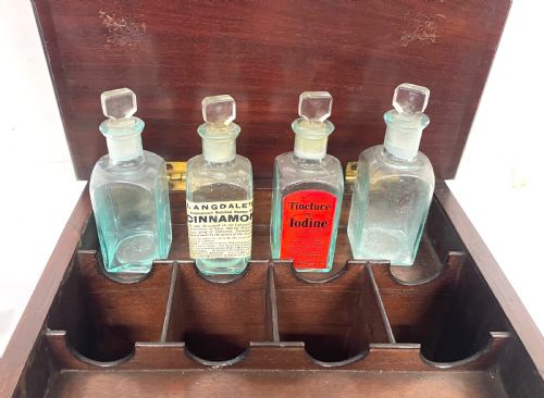 ANTIQUE GEORGIAN INLAID MAHOGANY APOTHECARY BOX CHEST CABINET WITH BOTTLES ETC - ADDITIONAL PHOTO 21