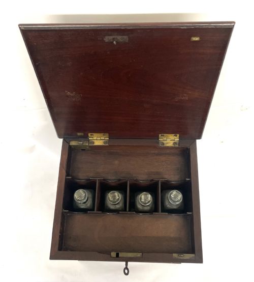 ANTIQUE GEORGIAN INLAID MAHOGANY APOTHECARY BOX CHEST CABINET WITH BOTTLES ETC - ADDITIONAL PHOTO 22