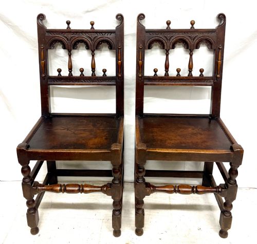 ANTIQUE SET OF 4 FOUR OAK DINING CHAIRS CHARLES II DERBYSHIRE YORKSHIRE - ADDITIONAL PHOTO 2