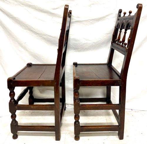 ANTIQUE SET OF 4 FOUR OAK DINING CHAIRS CHARLES II DERBYSHIRE YORKSHIRE - ADDITIONAL PHOTO 3