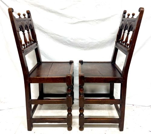 ANTIQUE SET OF 4 FOUR OAK DINING CHAIRS CHARLES II DERBYSHIRE YORKSHIRE - ADDITIONAL PHOTO 4