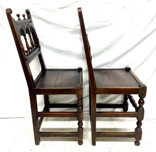 ANTIQUE SET OF 4 FOUR OAK DINING CHAIRS CHARLES II DERBYSHIRE YORKSHIRE - ADDITIONAL PHOTO 7