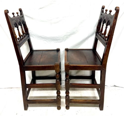 ANTIQUE SET OF 4 FOUR OAK DINING CHAIRS CHARLES II DERBYSHIRE YORKSHIRE - ADDITIONAL PHOTO 14