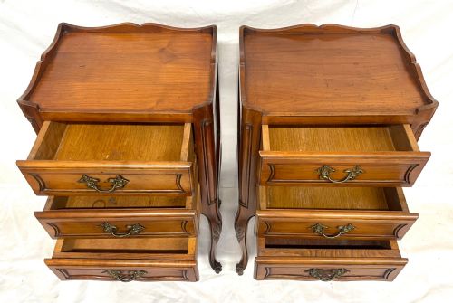 PAIR ANTIQUE FRENCH SATIN WALNUT BEDSIDE CABINETS LAMP STANDS BEDSIDE CUPBOARDS - ADDITIONAL PHOTO 16