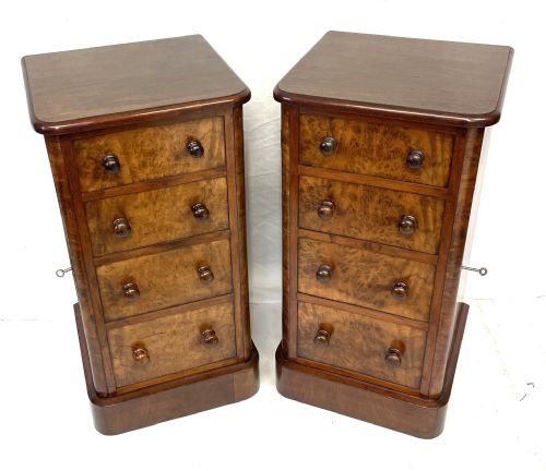 Pair Antique Victorian Walnut Bedside Cabinets Lamp Stands Pot Cupboards
