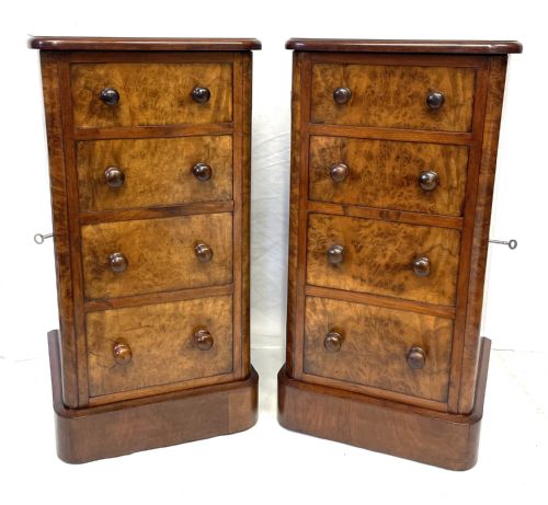 fig 1. Pair Antique VICTORIAN Walnut Bedside Cabinets Lamp Stands Pot Cupboards