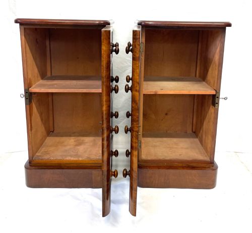 fig 6. Pair Antique VICTORIAN Walnut Bedside Cabinets Lamp Stands Pot Cupboards