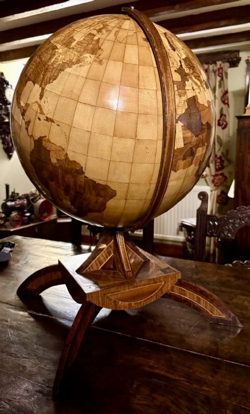 Very Rare Large Satinwood Satin Wood Inlaid / Marquetry Globe