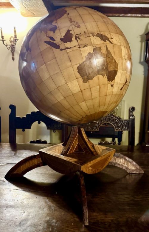 fig 1. VERY RARE Large Satinwood Satin Wood Inlaid / Marquetry Globe