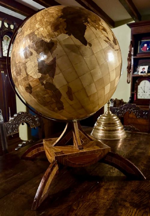 fig 3. VERY RARE Large Satinwood Satin Wood Inlaid / Marquetry Globe