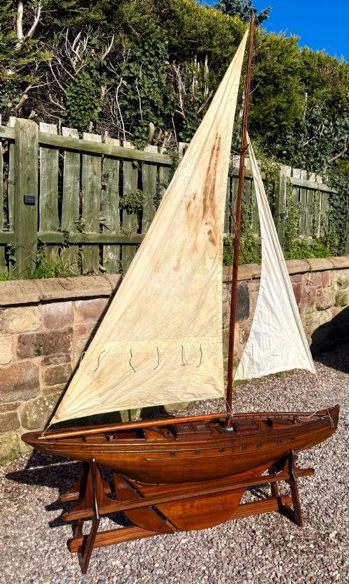 MASSIVE ANTIQUE VICTORIAN POND YACHT BOAT SHIP WITH STAND ALMOST 8FT HIGH - ADDITIONAL PHOTO 2