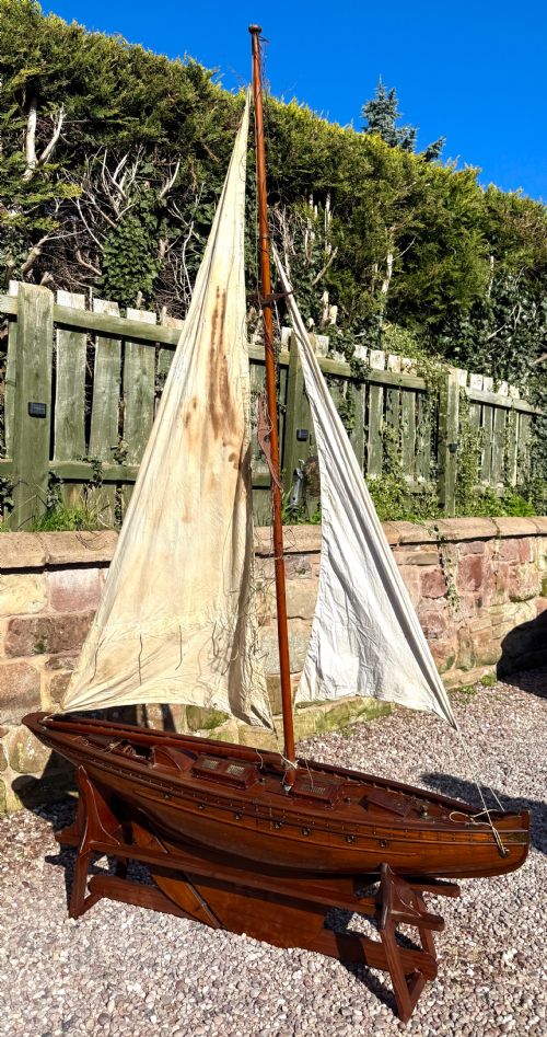 MASSIVE ANTIQUE VICTORIAN POND YACHT BOAT SHIP WITH STAND ALMOST 8FT HIGH - ADDITIONAL PHOTO 3