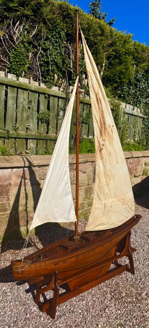 MASSIVE ANTIQUE VICTORIAN POND YACHT BOAT SHIP WITH STAND ALMOST 8FT HIGH - ADDITIONAL PHOTO 6