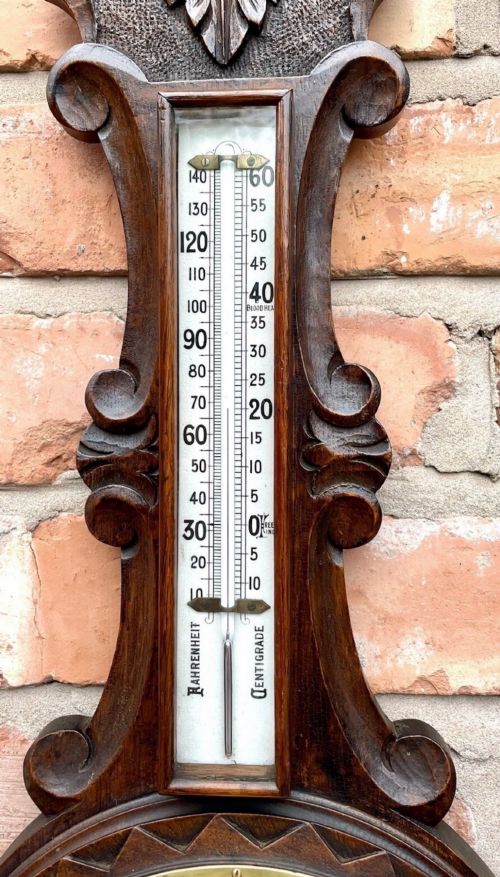 GRAND ANTIQUE CARVED OAK ANEROID BANJO BAROMETER CHADBURNS CASTLE ST LIVERPOOL - ADDITIONAL PHOTO 7