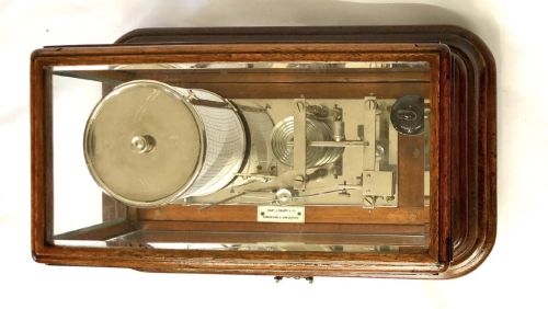 ANTIQUE GAUPP CO HONGKONG SINGAPORE MAHOGANY BAROGRAPH WITH THERMOMETER - ADDITIONAL PHOTO 3