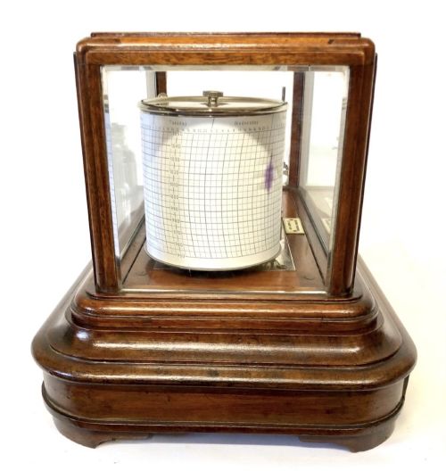 ANTIQUE GAUPP CO HONGKONG SINGAPORE MAHOGANY BAROGRAPH WITH THERMOMETER - ADDITIONAL PHOTO 6