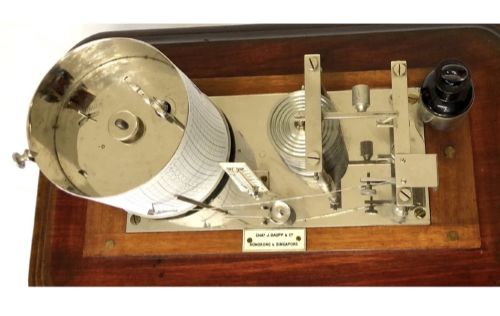 ANTIQUE GAUPP CO HONGKONG SINGAPORE MAHOGANY BAROGRAPH WITH THERMOMETER - ADDITIONAL PHOTO 9