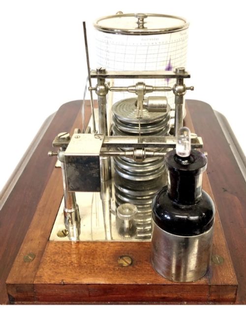 ANTIQUE GAUPP CO HONGKONG SINGAPORE MAHOGANY BAROGRAPH WITH THERMOMETER - ADDITIONAL PHOTO 11