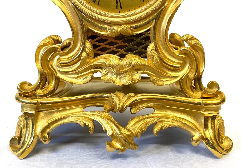 Antique Chain Fusee Mantel Clock Rococo Gilt Bronze Ormolu Case by  Granges London View VI
