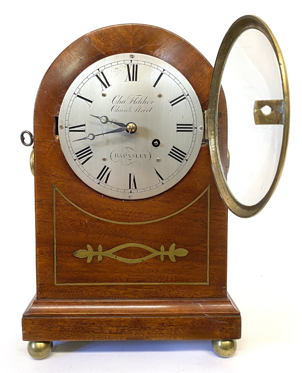 Antique Mahogany And Brass Inlaid Fusee Mantel Clock Charles Fletcher Barnsley View II