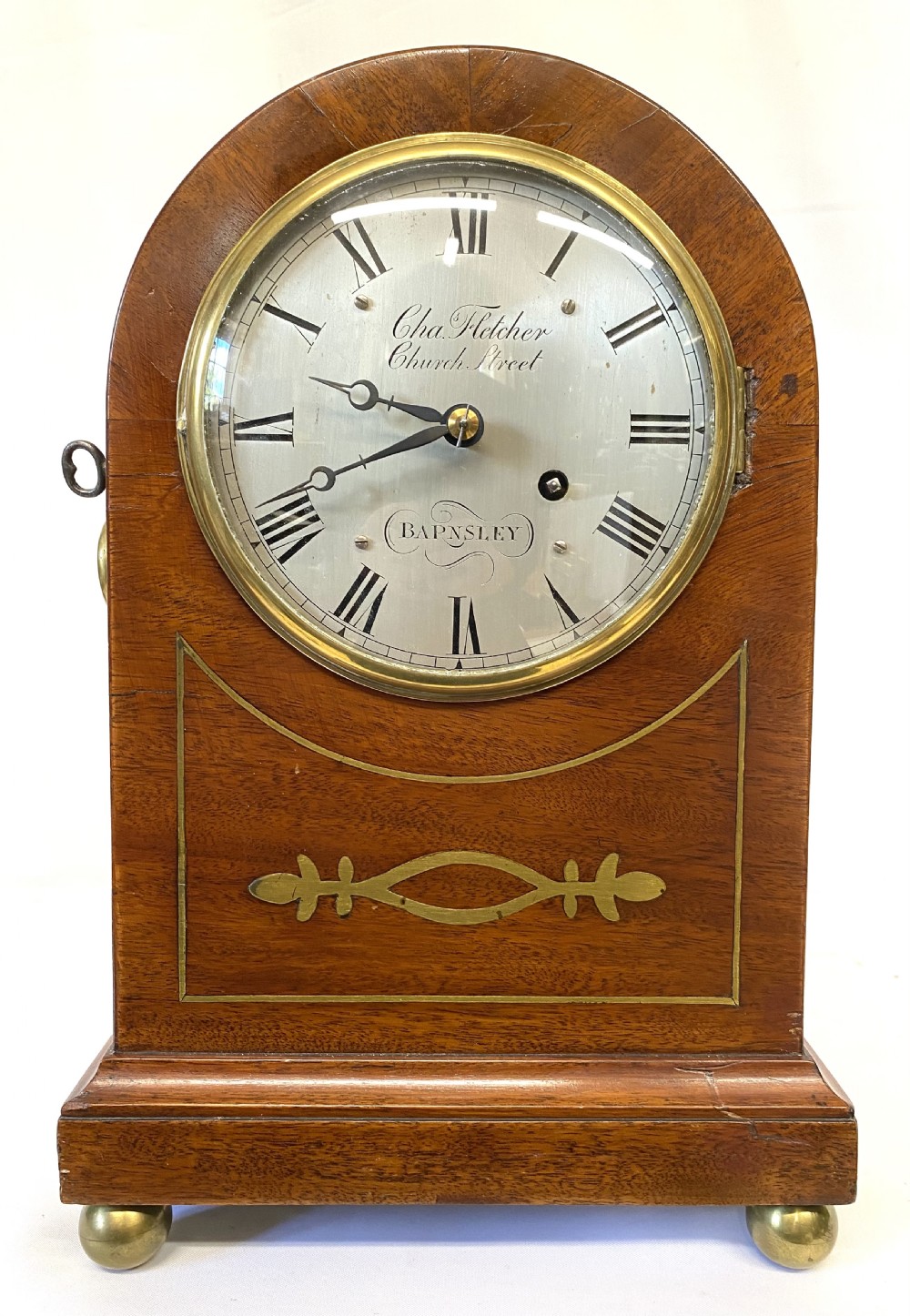 Antique Mahogany And Brass Inlaid Fusee Mantel Clock Charles Fletcher Barnsley View III