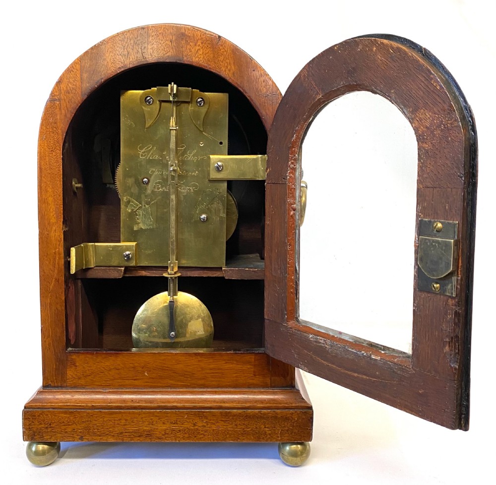 Antique Mahogany And Brass Inlaid Fusee Mantel Clock Charles Fletcher Barnsley View VII