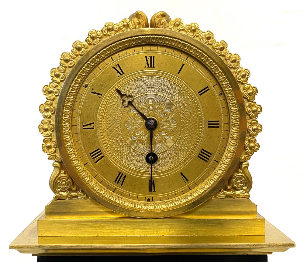 Antique Recency Gilt Bronze And Marble Single Chain Fusee Mantel Clock  View II