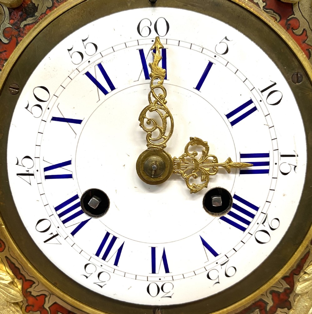 Antique Red Tortoiseshell French Ormolu Boulle Clock With Angel Mounts View II
