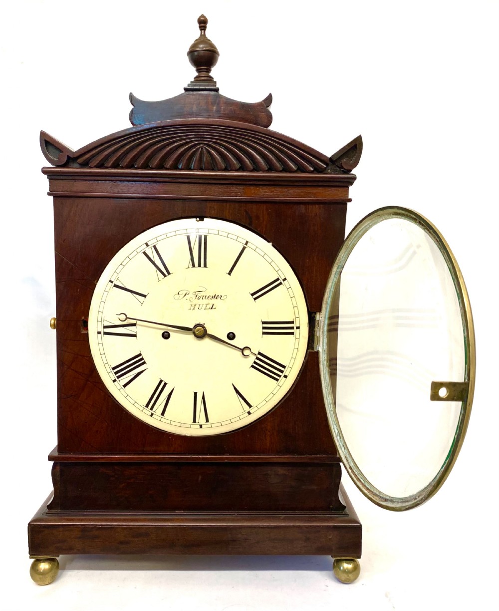 Antique Mahogany Double Chain Fusee Bracket Mantel Clock By P Forrester Hull View III