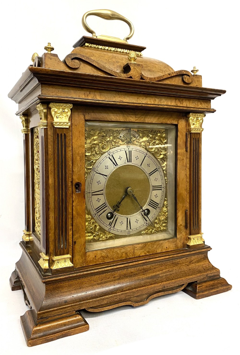 Beatuful Antique Walnut Lenzkirch Mantel Clock Quarter Strinking Ting Tang