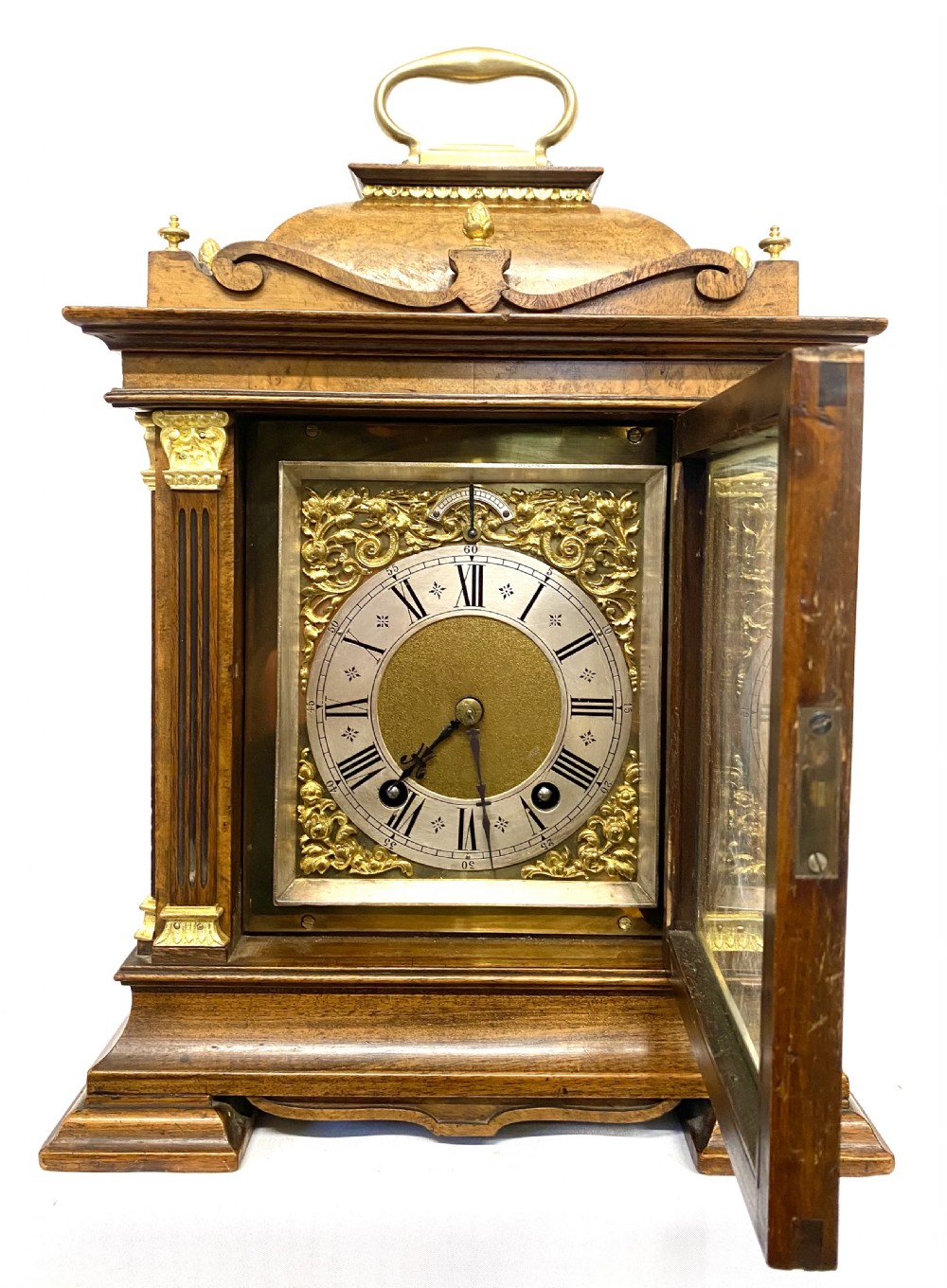 Beatuful Antique Walnut Lenzkirch Mantel Clock Quarter Strinking Ting Tang View III