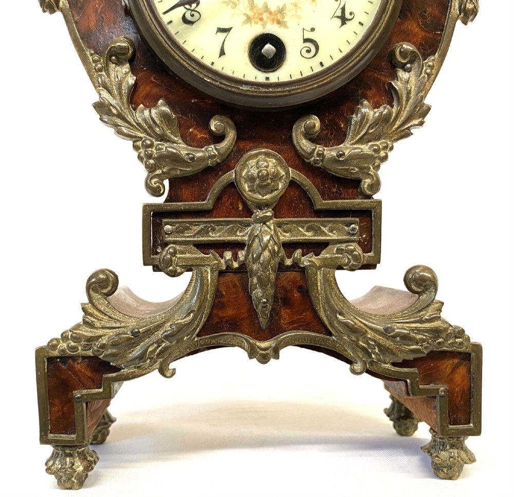 Stunning Antique Walnut Mantel Clock With Bronze Ormolu Mounts By Lenzkirch View VI