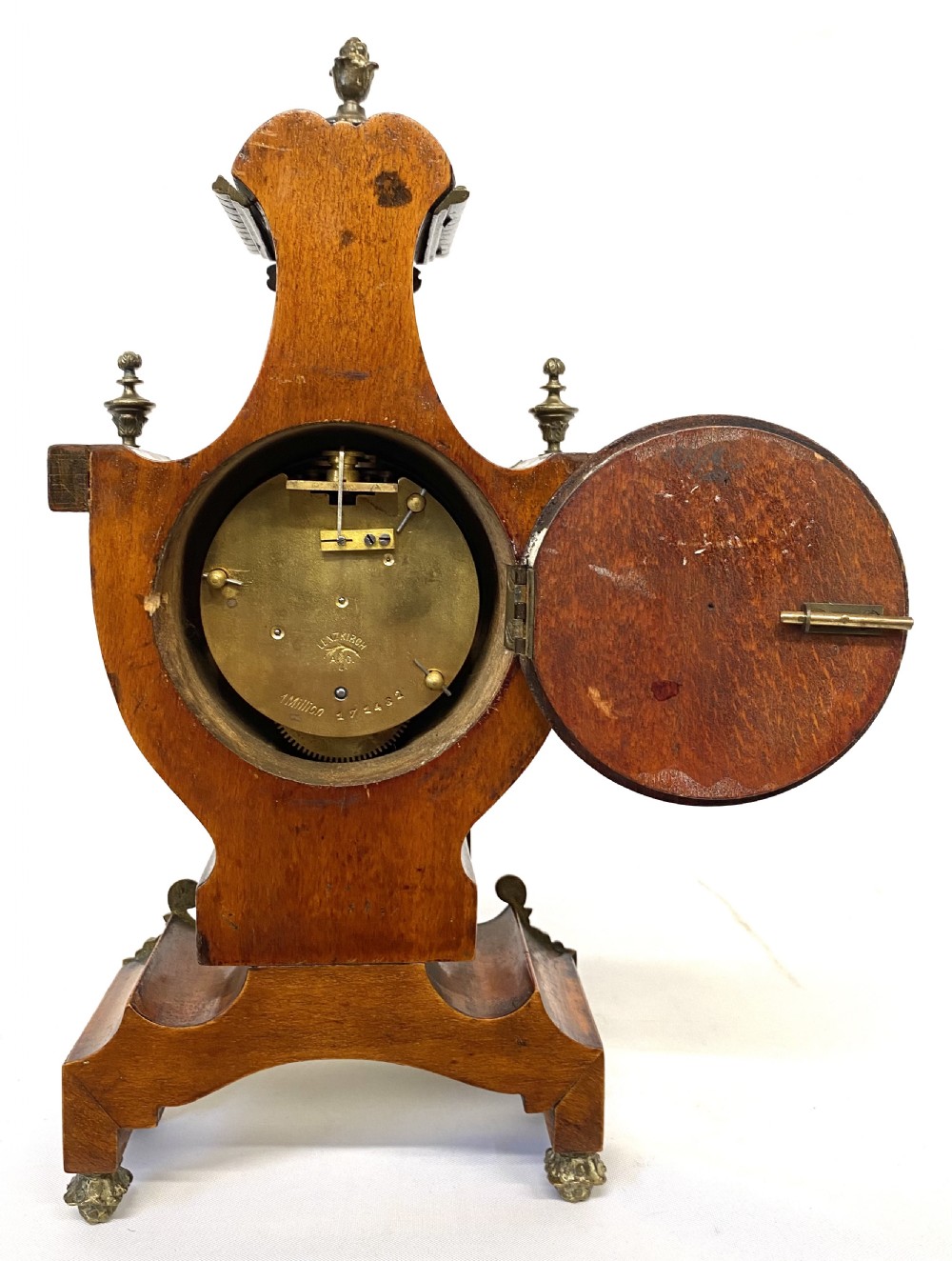 Stunning Antique Walnut Mantel Clock With Bronze Ormolu Mounts By Lenzkirch View X