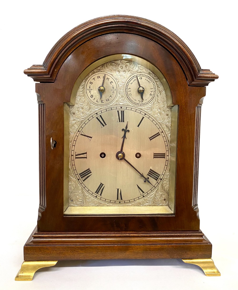 Lovely Antique Mahogany Double Chain Fusee Bracket / Mantel Clock
