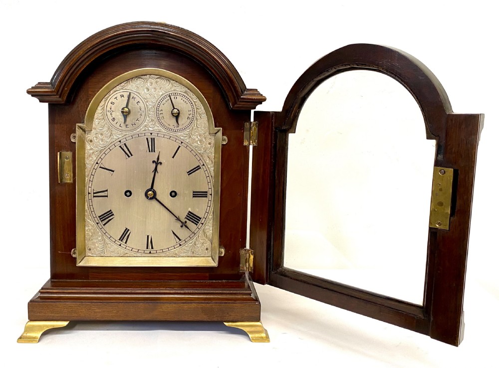 Lovely Antique Mahogany Double Chain Fusee Bracket / Mantel Clock View III