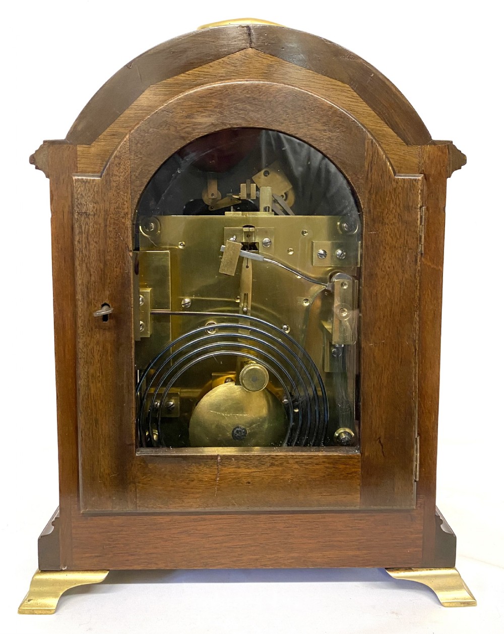 Lovely Antique Mahogany Double Chain Fusee Bracket / Mantel Clock View X