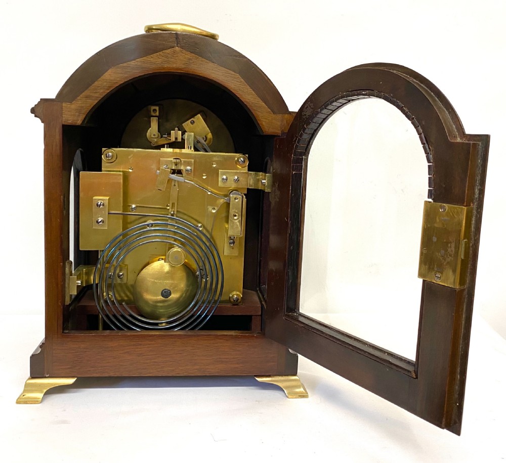 Lovely Antique Mahogany Double Chain Fusee Bracket / Mantel Clock View XI
