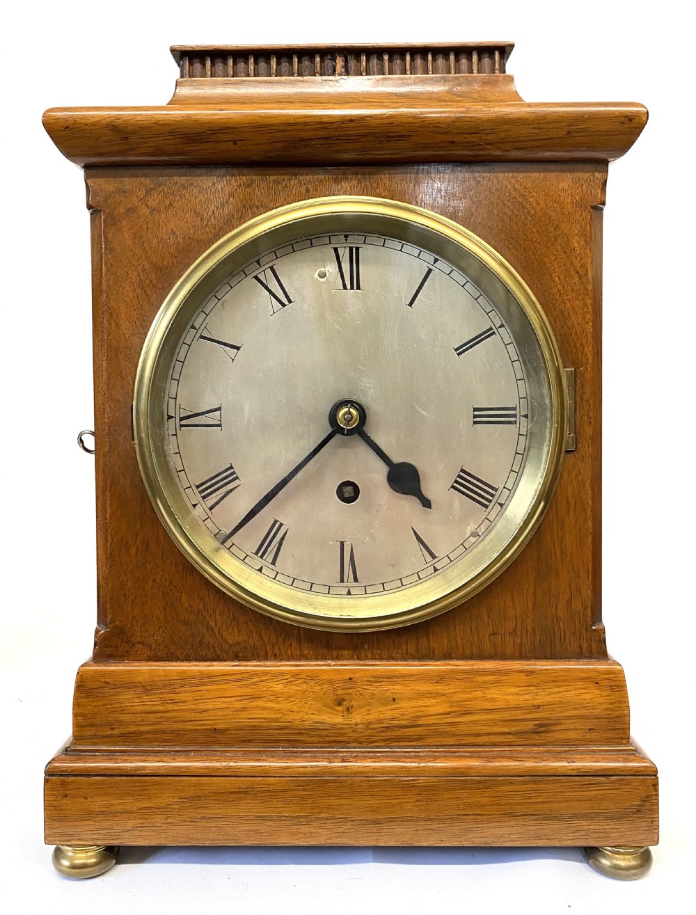 Antique Dingle Fusee Mahogany Mantel Clock With Pagoda Top With Travel Nut View IV